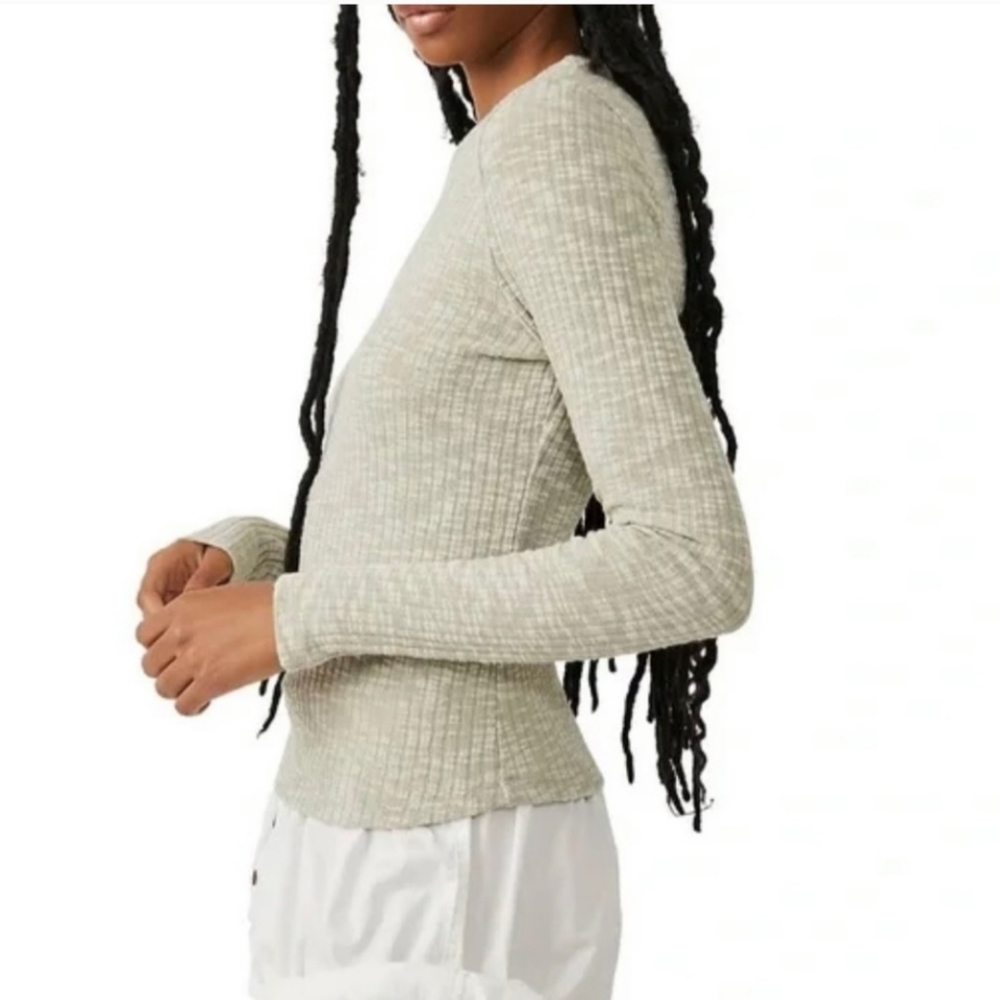 Free People Aura Layering Top in Sea Mist | Size Small | NWT